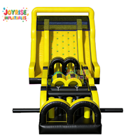 Parcours d'obstacles gonflable commercial extérieur avec toboggan combiné et mur d'escalade pour parcs d'attractions et parcs de trampolines en PVC