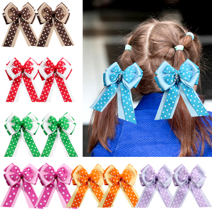 Vente en gros de nœuds à cheveux à pois pour filles, pour concours d'équitation, nœuds pour <span class=keywords><strong>queue</strong></span> de <span class=keywords><strong>cheval</strong></span>, accessoires pour concours d'équitation - Product Image 1