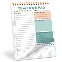 Bloc-notes spirale A5 pour professeur avec calendrier de cours, liste de tâches quotidiennes et suivi d'hydratation – Cadeau idéal pour les éducateurs