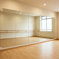 Miroir de sécurité à prix abordable avec support en vinyle et bord poli plat pour applications en salle de sport, fitness et studio de danse