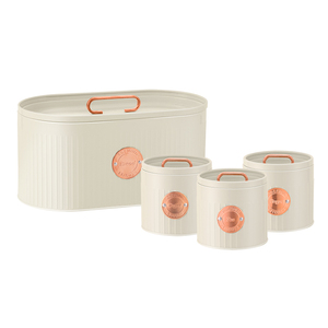 Set di 4 Contenitori <span class=keywords><strong>in</strong></span> Metallo per Pane, Tè, Caffè e Zucchero, Barattoli per Cucina e Casa, Colore Grigio - Product Image 4