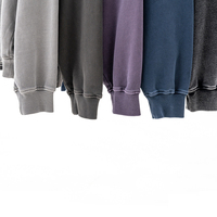 Sweat-shirts à capuche vintage surdimensionnés avec logo personnalisé, en tissu molletonné français épais 380 g/m², sans cordon, en coton noir