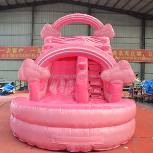 Cho thuê thương mại sử dụng cô gái bơm hơi màu hồng 26 chân trượt nước với hồ bơi có thể tháo rời trượt bơm hơi màu hồng cho trẻ em người lớn - Product Image 1