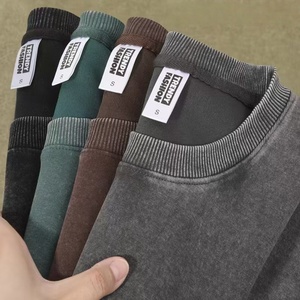 Áo thun cotton 100% unisex vintage màu đen trơn, in logo tùy chỉnh kỹ thuật số, chất liệu 200 GSM đã qua xử lý acid, bán buôn, dành cho nam - Product Image 1