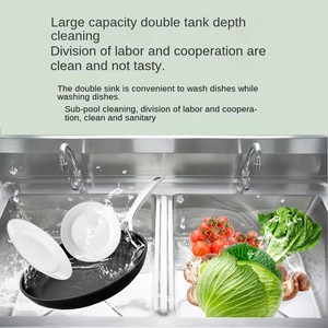 Equipo de Cocina Comercial Yuanhengyunrui, Fregadero Doble de Acero Inoxidable Hecho en China para Restaurantes y Preparación de Alimentos - Product Image 3
