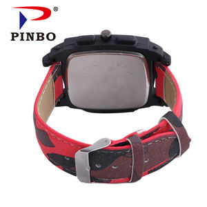 뜨거운 판매 사용자 정의 로고 가죽 밴드 클래식 손목 시계 저렴한 석영 제네바 스포츠 위장 시계 소년 - Product Image 6