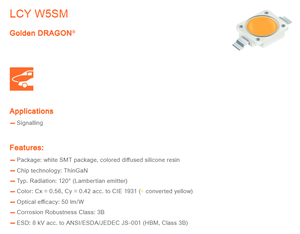 ชิปไฟ LED OSRAMs LCY W5SM-JXJZ-5E-1-350-R18-Z รุ่น Golden DRAGON สีเหลือง 2-SMD Gull Wing Exposed Pad รับประกัน 3 ปี ราคาดีที่สุด - Product Image 2