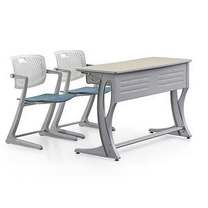Muebles Escolares de Diseño Moderno y Ergonómico, Conjunto de Escritorio de Aleación de Aluminio de Doble Asiento y Silla de Plástico PP para Universidad - Product Image 2