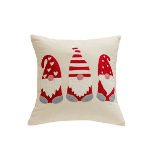 Embroidered Tufted Washable <b>Throw</b> Pillow Cover Candy-Cane Santa Hat Design Modern Minimalist <b>Christmas</b> Party - Product Image 4
