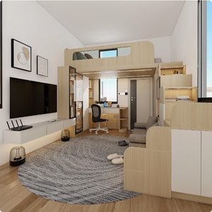 Hiện Đại Tiết Kiệm Không Gian Giường Đồ Nội Thất Thiết Lập Phòng Nhỏ Gỗ Loft Giường Thiết Kế Với Cầu Thang Cho Người Lớn Và Căn Hộ - Product Image 5