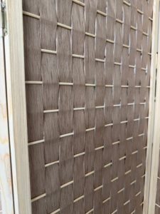 Boho Handwoven Paper Rope 4 Folding Screen Room Divider Wood Frame Rattan Privacy Partition Living Room Decor - Product Image 3