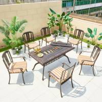 Choutant K/D meubles de luxe en fonte d'aluminium Grill Table Patio salle à manger jardin ensemble