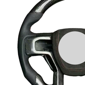 Volante Personalizado de Fibra de Carbono y Cuero para Mejorar el Interior del Automóvil, Compatible con <span class=keywords><strong>Ford</strong></span> F150 XLT Raptor <span class=keywords><strong>Shelby</strong></span> R 2019-2025 - Product Image 4