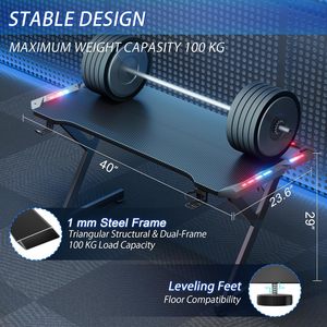 Échantillon Gratuit - <span class=keywords><strong>Bureau</strong></span> d'Ordinateur E-Sport - Vente Flash - <span class=keywords><strong>Bureau</strong></span> de Jeu pour Gamers avec <span class=keywords><strong>RGB</strong></span> et Porte-Gobelet - Product Image 6