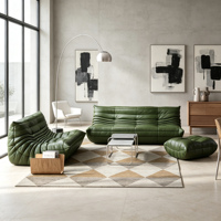 Voxhome Nordisches Grünes Boden-Lazy-Sofa-Set aus Leder und Stoff mit Schwammfüllung für Wohnzimmer, Dropshipping, Vakuumkomprimiert