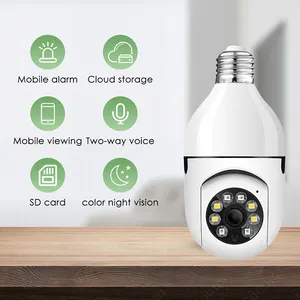 CCTV 2MP Wifi IP Light Bulb Camera Surveillance Night Vision 360 Degree Panoramic View Wireless Home Security Camera