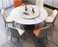 Ensemble table et chaises de salle à manger, style moderne minimaliste, style italien, table extensible en pierre frittée, structure en tube métallique, 6 places
