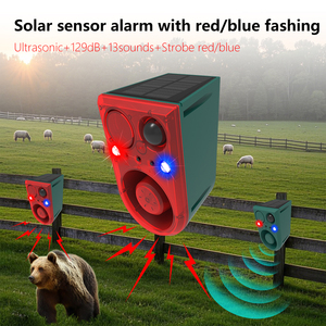Repelente Ultrasónico Solar con Sonidos de Advertencia de 129 dB, Resistente al Agua IP65, Sensor Infrarrojo, Luz LED Intermitente Roja/Azul, para Diversos Animales Salvajes - Product Image 1