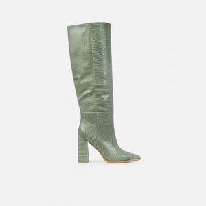 <span class=keywords><strong>Botas</strong></span> <span class=keywords><strong>Largas</strong></span> hasta la Rodilla con Tacón Cuadrado y Punta Cuadrada en Piel Sintética de Serpiente <span class=keywords><strong>Beige</strong></span> para Mujer - Product Image 6