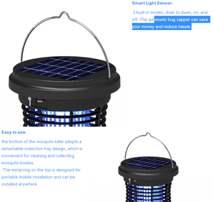 Năng lượng mặt trời có thể sạc lại ngoài trời LED muỗi Killer đèn ánh sáng côn trùng Zapper điện Fly bẫy cho Patio chống moustique - Product Image 4