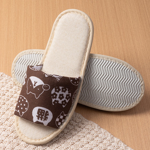 Pantuflas Personalizadas de Lino con Estampado Multicolor para Interiores, Pantuflas Desechables para Spa, Viajes, <span class=keywords><strong>Hotel</strong></span> e Invitados - Product Image 5
