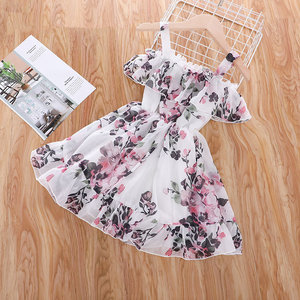 En Stock, Hermoso Vestido de Gasa con Estampado Floral para Niña, Económico, al por Mayor, para Verano, de 3 a 5 Años - Product Image 5