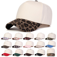 Casquettes de baseball en coton à 5 panneaux en gros pour hommes et femmes, motif guépard et léopard brodé, casquette de sport unie vierge pour l'extérieur
