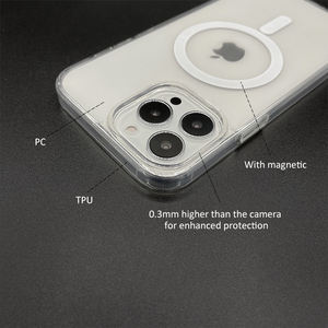 Étui de téléphone magnétique transparent de luxe pour <span class=keywords><strong>iPhone</strong></span> <span class=keywords><strong>13</strong></span> 14 15 16 17 Pro Max, <span class=keywords><strong>coque</strong></span> arrière en TPU PC antichoc, accessoires pour téléphone portable - Product Image 2