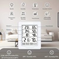 Thermomètre hygromètre sans fil numérique LCD 5109 avec affichage trois-en-un pour intérieur/extérieur et 3 capteurs de surveillance de la température et de l'humidité