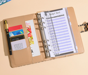 Máy Tính Xách Tay Kế Hoạch Bán Hot A6 Dễ Thương Da Tạp Chí Thư Mục Tùy Chỉnh Ngân Sách Tiền Mặt Chất Kết Dính Kế Hoạch Với Zip Phong Bì 6 Vòng Chất Kết Dính - Product Image 6