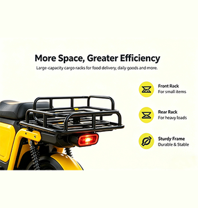 Motocicleta Eléctrica Utilitaria de 60V 1000W 40AH con Doble Compartimento para Baterías, para Mensajería Diaria - Product Image 4