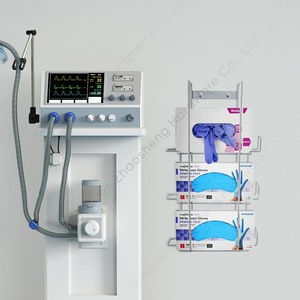 <b>Wall</b> Mounted 3 Tier Glove Box Organizer Metal <b>Hanging</b> Medical Kit <b>Storage</b> Rack Rectangle White - Product Image 2
