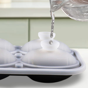 Vendita calda in Silicone Hockey su ghiaccio ghiaccio cubo stampi calcio basket Rugby riutilizzabile 4 cubetti di ghiaccio vassoi con coperchio stampi - Product Image 6