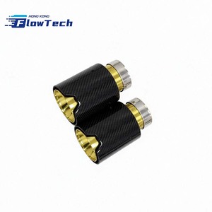 FlowTech <b>M</b> Style Carbon Fiber Exhaust Tip OD 102mm Inlet 76mm SS304 Gold Black Inner Options <b>for</b> M2/M3/M5/M6 Direct Fit - Product Image 4