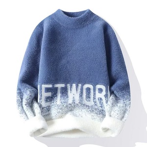 2025 Style chaud hommes décontracté confortable personnalisé sweat dégradé col montant lettre motif pull en cachemire - Product Image 2