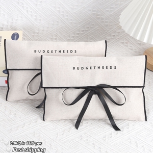 Eco-friendly Durable Custom Logo Printing Cotton Linen <b>Envelope</b> Bag Vivid Makeup Cosmetic Packaging Cotton Linen Dust Pouch - Product Image 1
