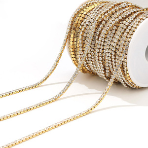 Cadena de diamantes de imitación de malla de vidrio DIY colorida, accesorios de diamantes de imitación sueltos de base plana para coser, decoración de prendas, bolsos y zapatos - Product Image 3