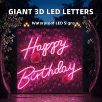 Lettres LED Géantes 3D Personnalisables (Couleurs et Tailles) Joyeux Anniversaire, Étanches, pour Publicité et Toiles de Fond Photo pour Bâtiments et Magasins