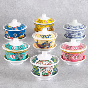 Tazas de té con tapa de melamina, tazones pequeños para hotel, café, té, té de la tarde, diseño estampado - Product Image 1