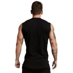 Gilet de fitness personnalisé pour hommes, t-shirt sans manches en pur coton, plaque légère, couleur unie, sports d'été, tricoté, coupe surdimensionnée - Product Image 2