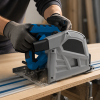 Scie circulaire à plongée horizontale portable Hantechn 1200W pour le travail du bois, avec table de guidage pour la découpe du bois