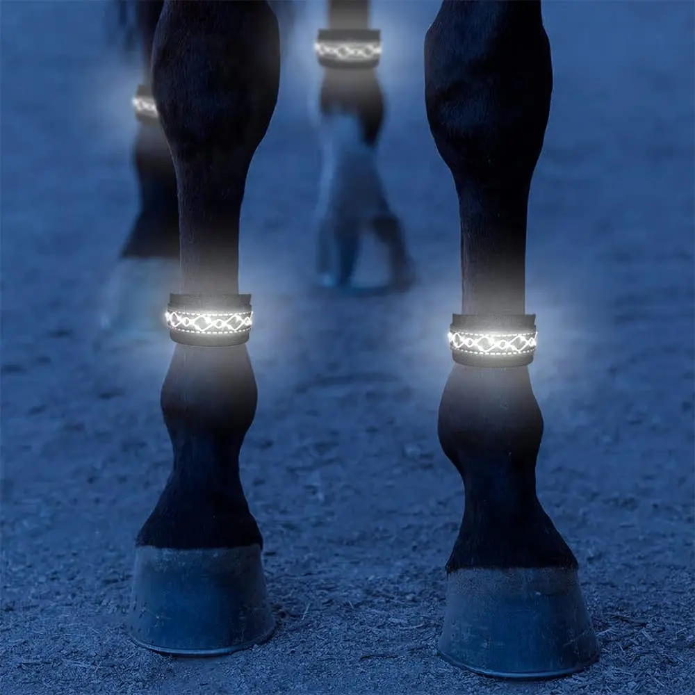 LINLI Visibilitas Tinggi dan Keselamatan, untuk Pengendara Kuda Di Malam Hari, Sepatu Bot Kuda LED Menyala, Paku Keling untuk Berkuda dan Parade