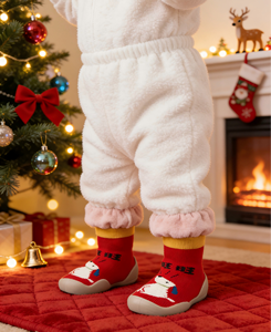 Chaussures d'hiver pour bébé - Chaussons d'intérieur chauds à semelle souple avec fond antidérapant, chaussons tricotés à semelle souple antidérapante - Product Image 5