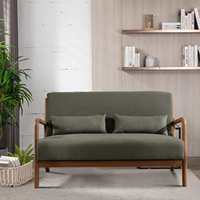 Sofá de Dos Plazas de Madera Tapizado de 50 Pulgadas, Estilo Moderno para Apartamento, Silla de Acento, Muebles RJH Modelo 2308