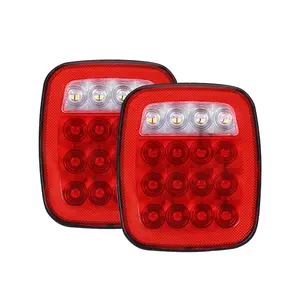 Flashing LED Stop Tail Turn Signal Reverse Brake Light Red/White For Jeep Wrangler YJ TJ CJ Truck Trailer