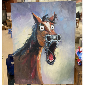 Nuovo Arrivo 2026 Mintura Dipinto a Olio Animale Cavallo Sorpreso Dipinto a Mano <span class=keywords><strong>su</strong></span> <span class=keywords><strong>Tela</strong></span> Pop Art Quadro da Parete Moderno Eco-friendly per Soggiorno - Product Image 3