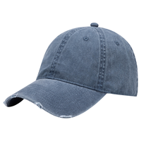 Gorra de Béisbol Desgastada Vintage de Sarga Lavada de 5 Paneles de Algodón Sin Estructura Estilo Papá, Bordado Personalizado, Gorra Rasgada, Moda Urbana