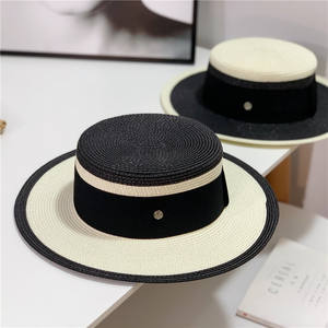 Phụ Nữ Của Mặt Trời Hepburn Phong Cách Màu Đen Trắng Màu Phẳng Hàng Đầu Mũ Rơm M Anh Thời Trang Pháp Mũ Thanh Lịch - Product Image 4