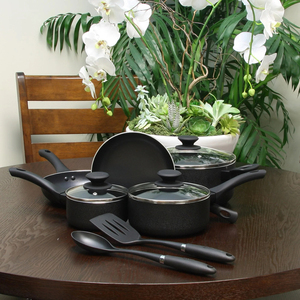 Ensemble de 10 ustensiles de cuisine antiadhésifs avec couvercles en verre et accessoires pour cuisinières à gaz et à induction - Product Image 5