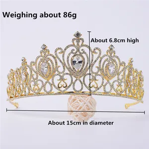 Women Bridal Wedding Crown Tiara Bridal Accessories Gold Plated Pageant Crown